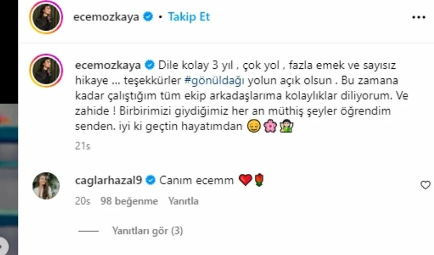 Gönül Dağı'nın Zahidesi'nden duygusal paylaşım! Oyuncular yorum yağdırdı