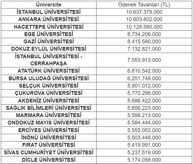 Üniversitelere 2024 yılı için ayrılan ödenek belli oldu! En büyük pay İstanbul Üniversitesi'ne...