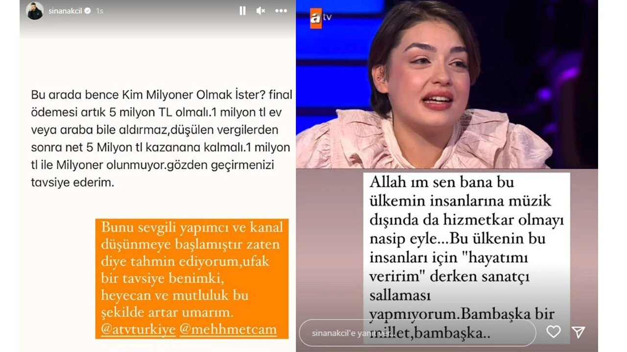 Milyoner’deki ödülü az bulan Sinan Akçıl kanala ve yapımcıya çağrıda bulundu!