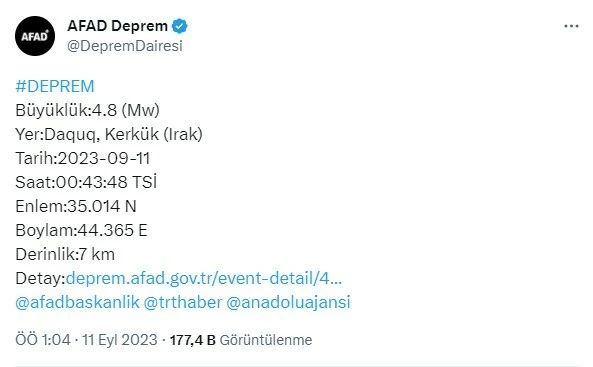 Irak'ta peş peşe depremler Türkiye'den de hissedildi açıklama geldi