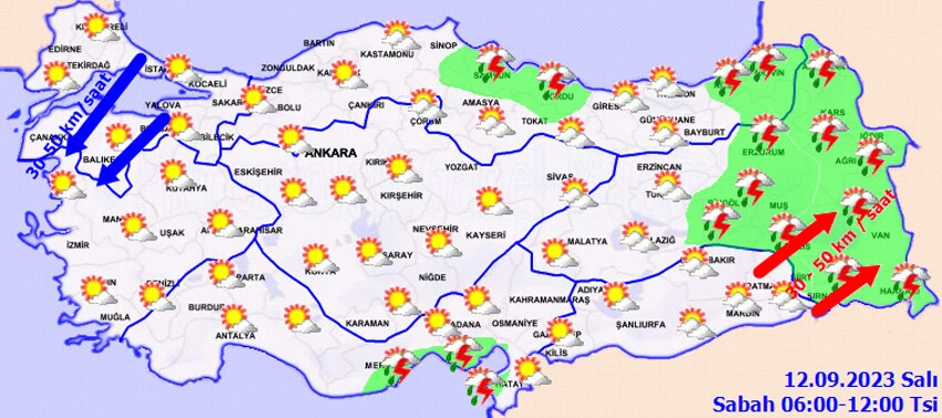 Meteoroloji'den 5 il için sarı kodlu uyarı: Kuvvetli yağış alarmı... Bugün hava nasıl olacak? İstanbul, Ankara, İzmir ve il il 12 Eylül hava durumu