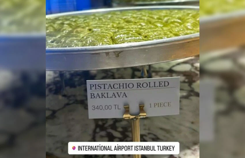 İstanbul Havalimanı'nda satılan bir dilim baklavanın fiyatı dudak uçuklattı