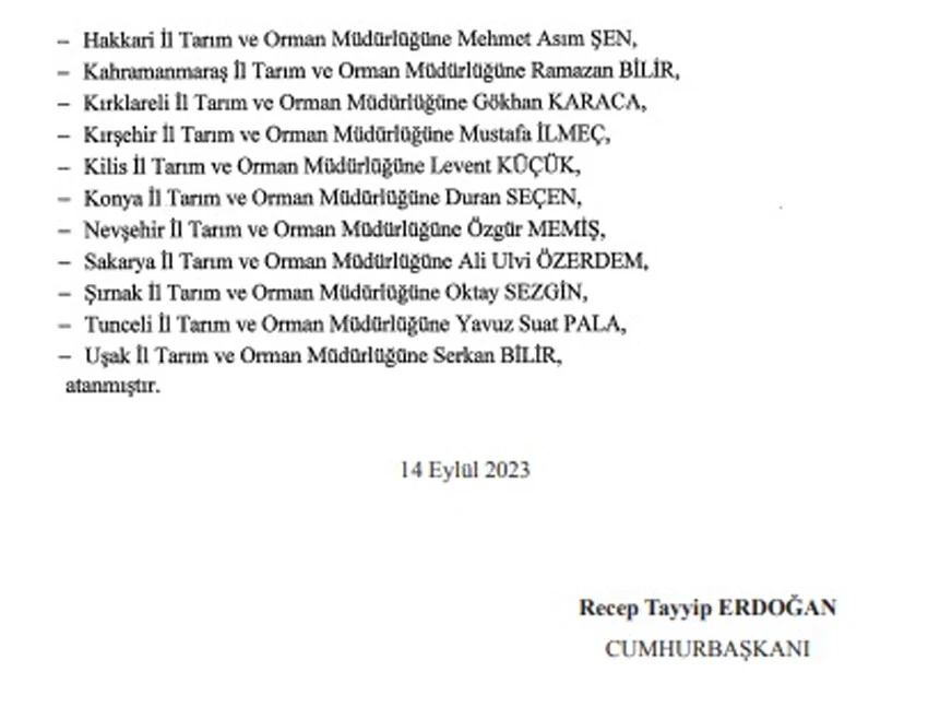 Cumhurbaşkanı Recep Tayyip Erdoğan'ın bazı üniversitelere rektör atama; bakanlıklara ve devlete bağlı resmi kurumlara üst kamede kamu yöneticisi atama kararları Resmi Gazete'de yayımlandı.