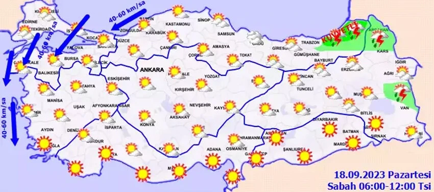 18 Eylül Hava durumu raporu yayımlandı.