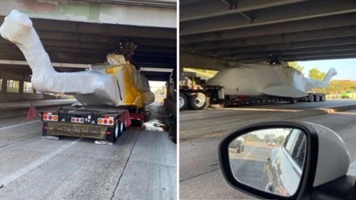 Helikopter köprüye sıkıştı! Trafik saatlerce durdu