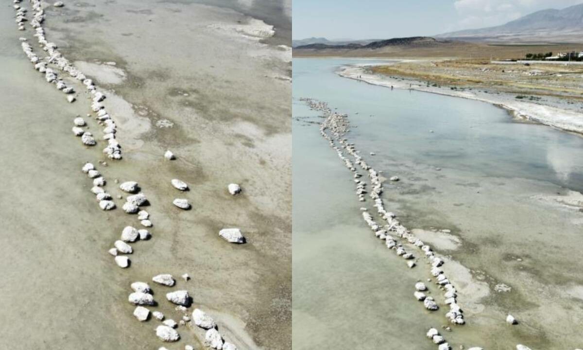 Göl çekildi, binlerce yıllık tarih su yüzüne çıktı