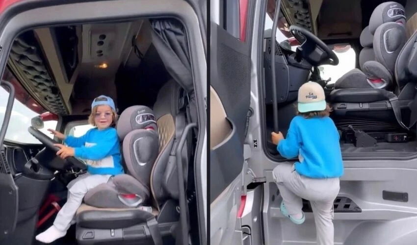 Kenan Sofuoğlu’nun 4 yaşındaki oğlu yine şaşırttı! 20 metre tıra araç yükledi