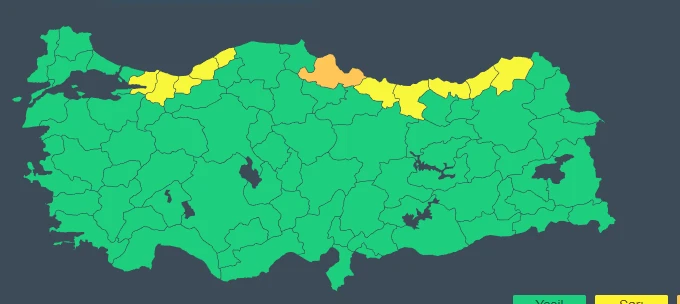 MGM'den11 ile sarı ve turuncu kodlu uyarı verildi