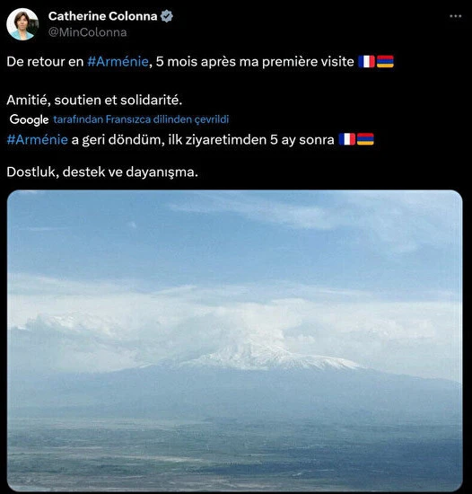 Ermenilerin hayaline ortak oldular! Fransız bakandan hadsiz 'Ağrı Dağı' paylaşımı