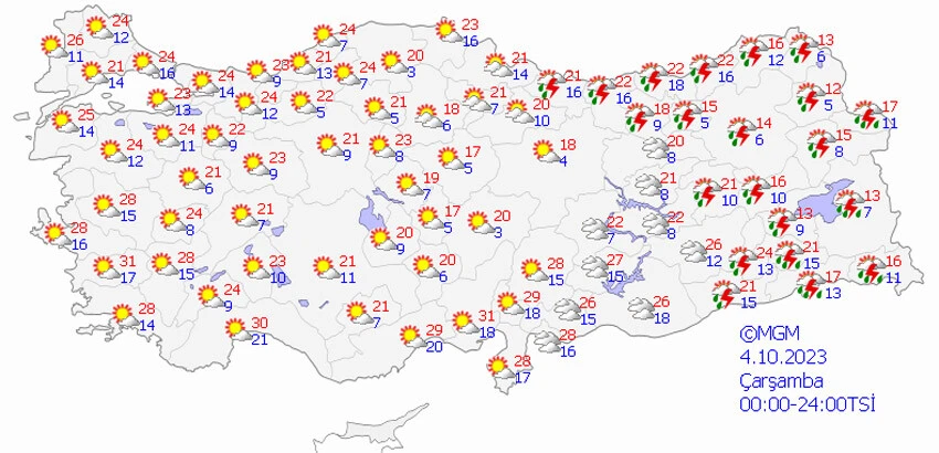 Meteoroloji sarı kodla il il uyardı! Kuvvetli geliyor, dikkat olun (4 Ekim 2023 hava durumu)