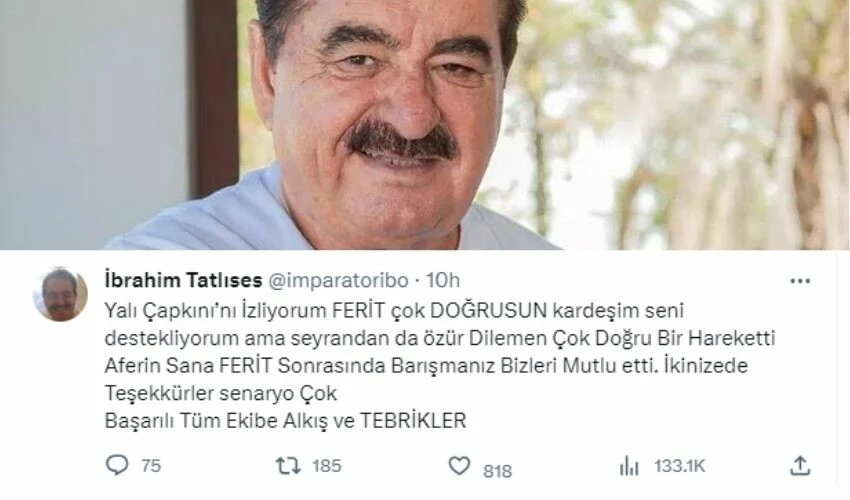 İbrahim Tatlıses de Yalı Çapkını hayranı çıktı! Diziyi öve öve bitiremedi
