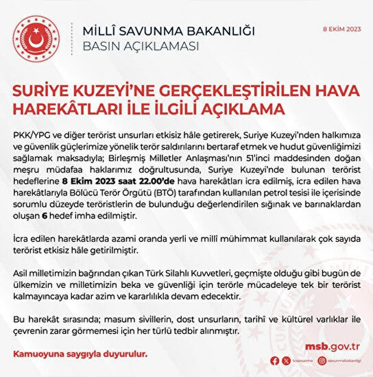 Son dakika! Suriye'nin kuzeyine yeni hava harekatı: 6 hedef imha edildi