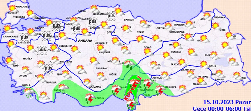 Meteoroloji  kuvvetli sağanak ve toz taşınımı için il il uyardı! Göz gözü görmeyecek, kuvvetli geliyor