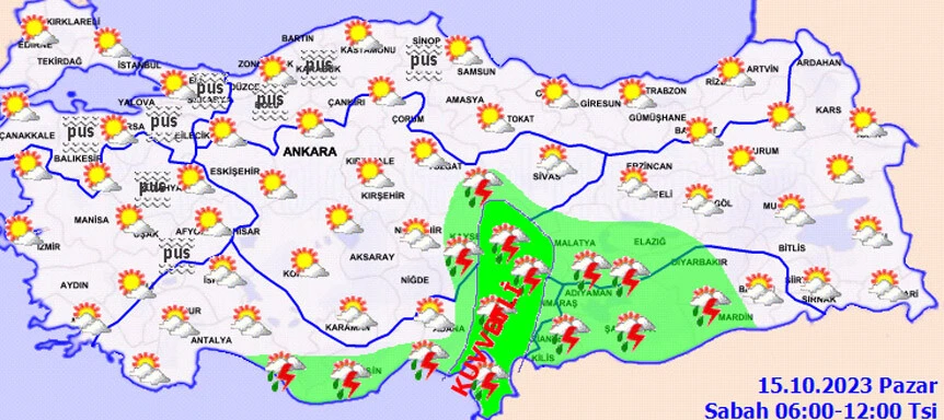 Meteoroloji  kuvvetli sağanak ve toz taşınımı için il il uyardı! Göz gözü görmeyecek, kuvvetli geliyor