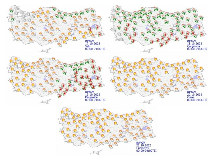 MGM'nin yurt geneli 5 günlük hava durumu