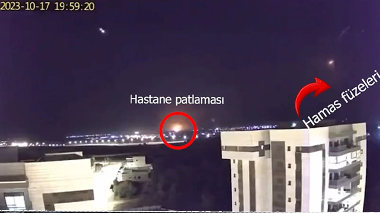 gazze İsrail'in reddettiği hastane saldırısında F-16 izi kameraya yansıdı