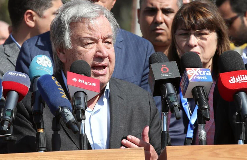 BM  Birlemiş Milletler Genel Sekreteri Antonio Guterres de Refah Sınır Kapısı’nın Mısır tarafında geldi.