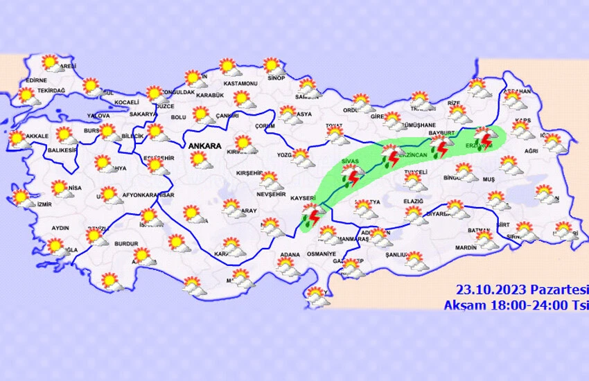 Akşam saatlerinde meteorolojik görünüm şöyle.