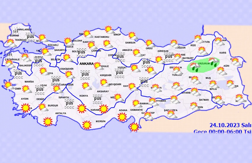 Yurt genelinde akşam saatlerinde pus bekleniyor.