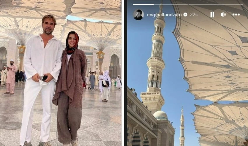 Engin Altan Düzyatan ve eşi Neslişah Alkoçlar Medine’ye gitti, paylaştıkları fotoğraflara beğeni yağdı