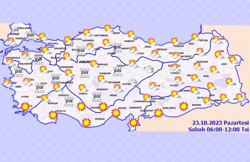 Meteoroloji sis, pus ve sağanak uyarısında bulundu.