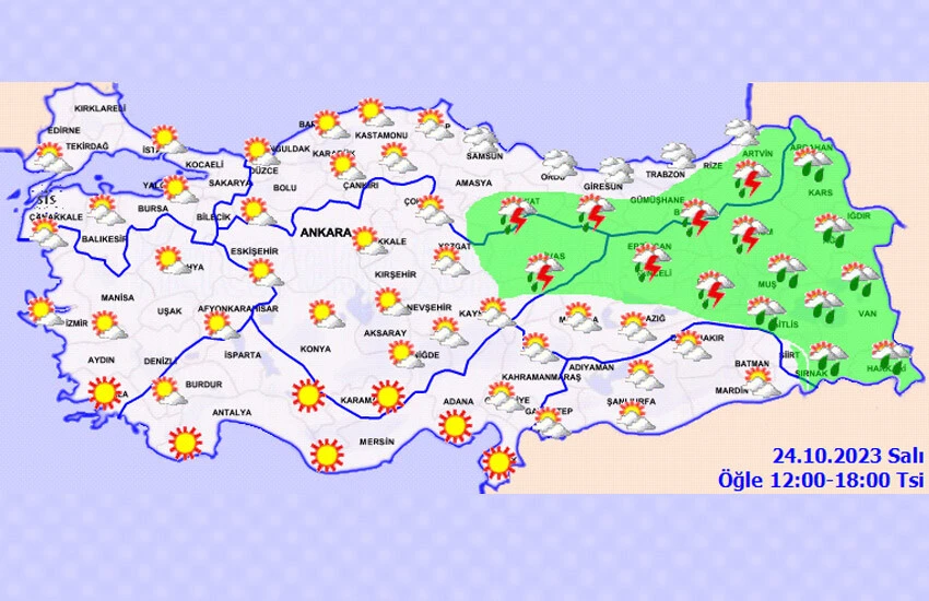 Yurdun doğusunda yağış bekleniyor.