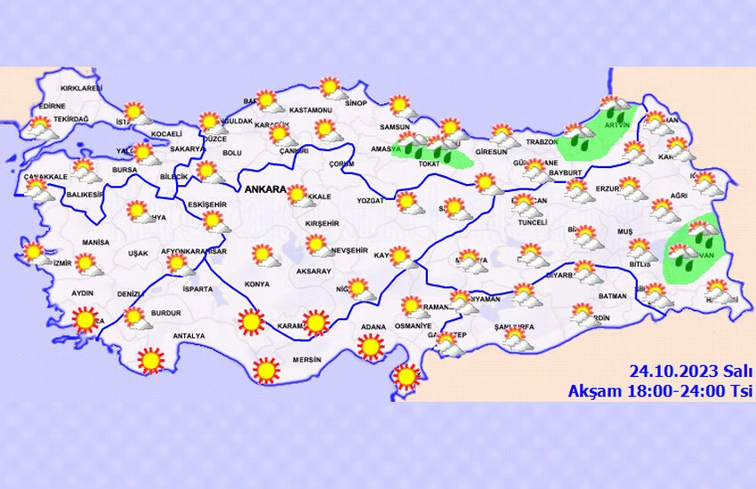 Akşam saatlerinde meteorolojik görünüm şöyle.