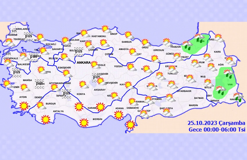 Gece ve sabah saatlerinde sis bekleniyor.