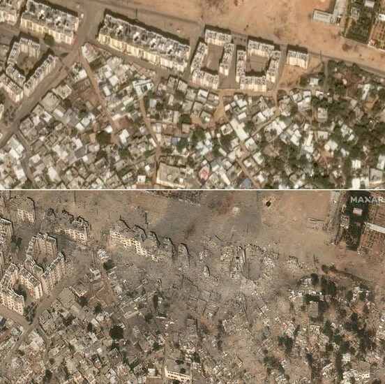 Gazze 20 günde paramparça! Uydu görüntüleri vahşeti gözler önüne serdi