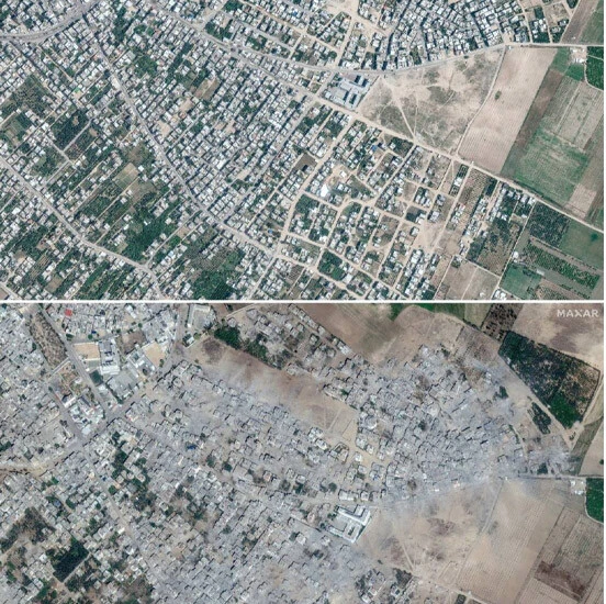 Gazze 20 günde paramparça! Uydu görüntüleri vahşeti gözler önüne serdi