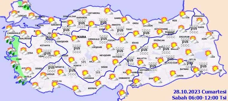 hava durumu Sis ve pusa dikkat... Göz gözü görmeyecek! Meteoroloji saat vererek uyardı (28 Ekim il il <a href=