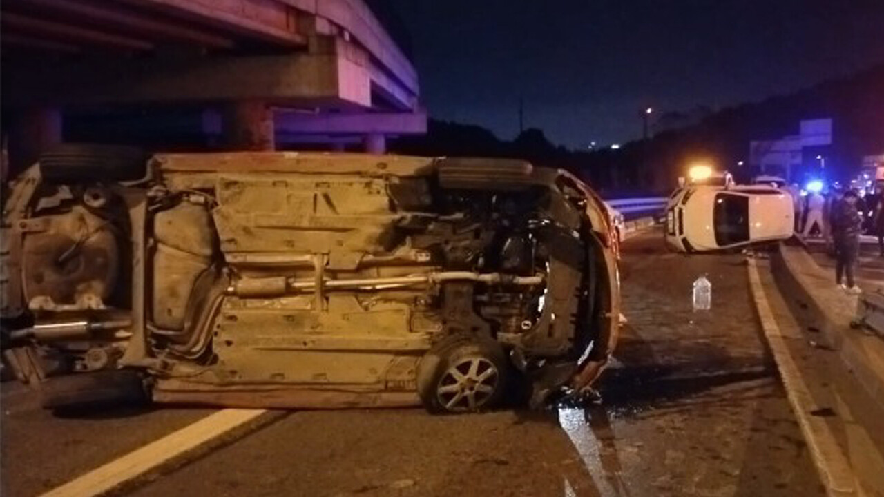 Alkollü sürücü dehşeti yaşattı: İki araç birden takla attı: 3 yaralı!