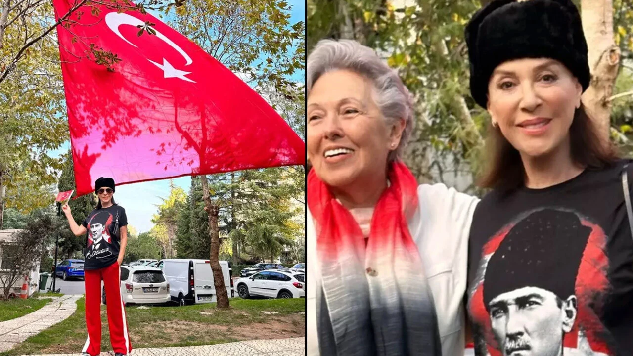 Nebahat Çehre'nin 29 Ekim pozu olay oldu! Görenler Kızılcık Şerbeti'nin yıldızına benzetti