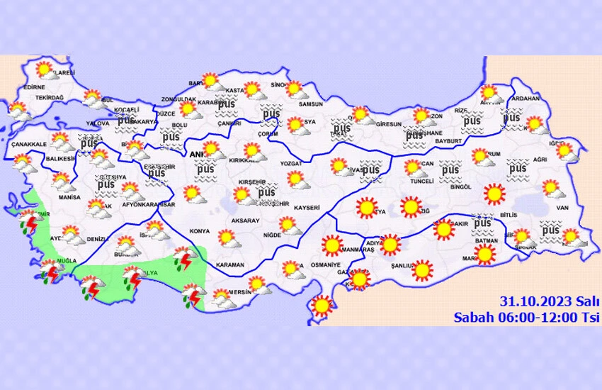 Meteoroloji saat vererek uyardı! Yağmurluklarınızı almadan çıkmayın: Sağanak geliyor... 31 Ekim 2023 il il hava durumu tahmini