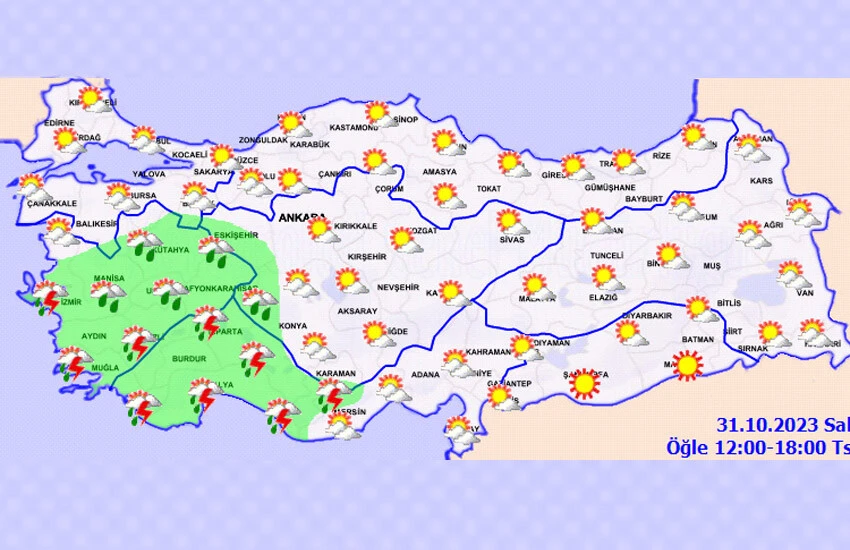 Meteoroloji saat vererek uyardı! Yağmurluklarınızı almadan çıkmayın: Sağanak geliyor... 31 Ekim 2023 il il hava durumu tahmini