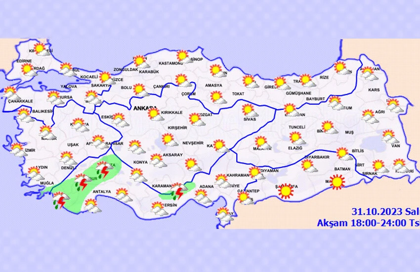 Meteoroloji saat vererek uyardı! Yağmurluklarınızı almadan çıkmayın: Sağanak geliyor... 31 Ekim 2023 il il hava durumu tahmini