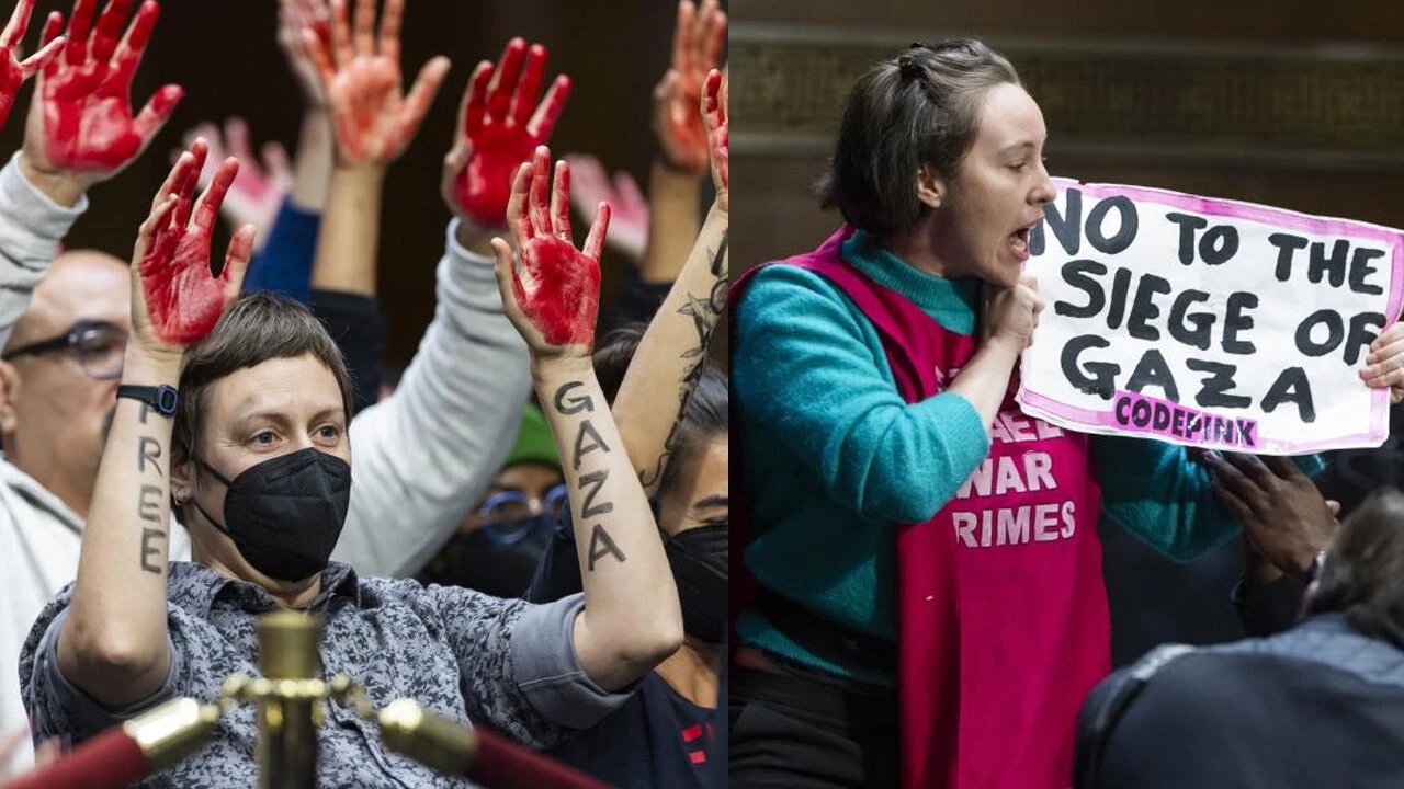 ABD Dışişleri Bakanı'na Gazze protestosu! Kana bulanmış eller... 