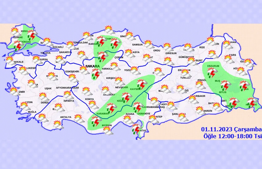 Yurt geneli yer yer yağış etkili olacak.