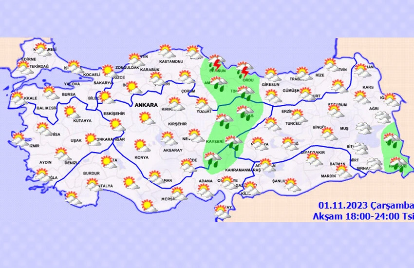 Yurt geneli yer yer yağış etkili olacak.