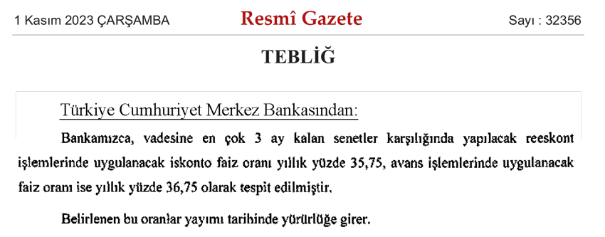 Merkez Bankası, reeskont faiz oranlarını yükseltti