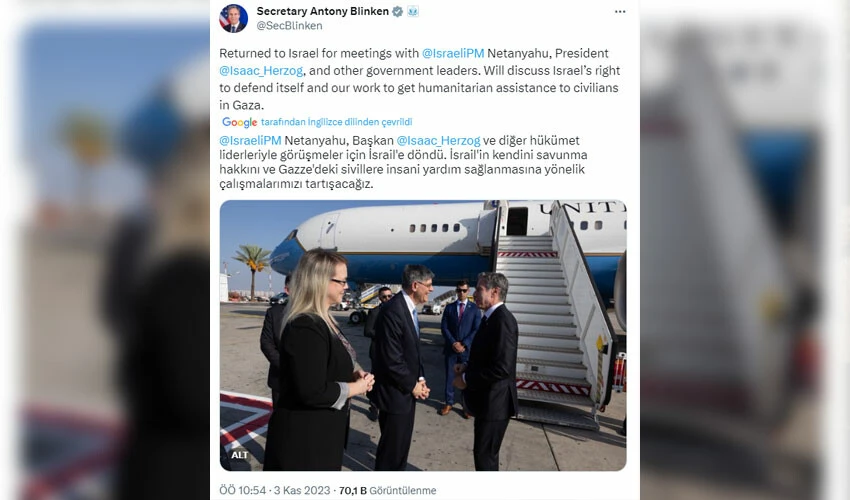 ABD Dışişleri Bakanı Antony Blinken 3.kez İsrail'de: Gündeminde insani ateşkes var