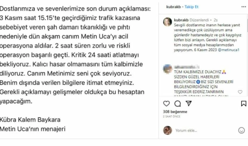 Kaza geçiren Metin Uca acil ameliyata alındı: 24 saat kritik