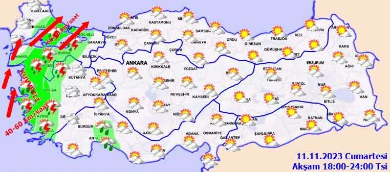 İstanbul, İzmir, Muğla... Meteoroloji il il uyardı: Metrekareye 100 kg yağış düşecek (11 Kasım 2023 Cumartesi hava durumu)