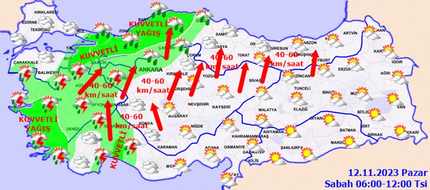 Meteoroloji uyardı: Kuvvetli sağanak, gök gürültüsü ve yıldırım... Bugün hava nasıl olacak? 12 Kasım il il hava durumu raporu