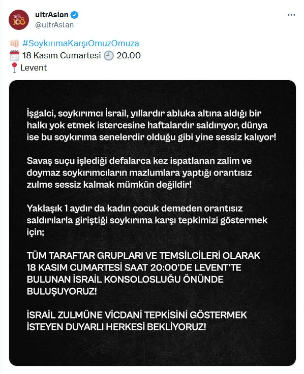 4 büyük takımın taraftarından dev İsrail protestosu! Filistin için omuz omuza