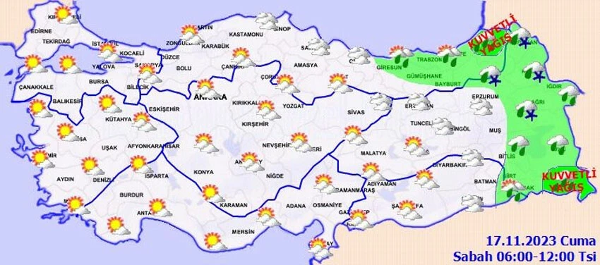 Kar kapıdan girdi... Meteoroloji'den birçok il için yeni uyarılar... Bugün hava nasıl olacak?  İstanbul, Ankara, İzmir ve il il 17 Kasım hava durumu...