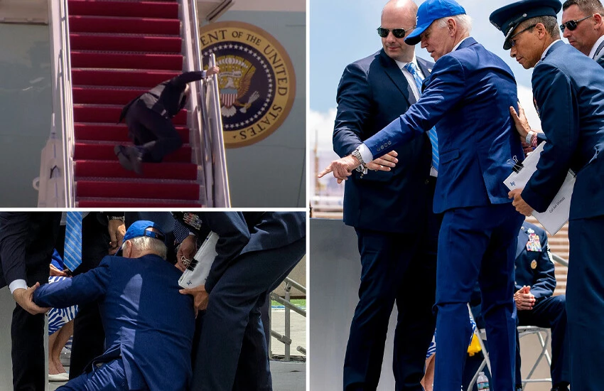 Biden sık sık düşmeleri ile gündeme geldi. 