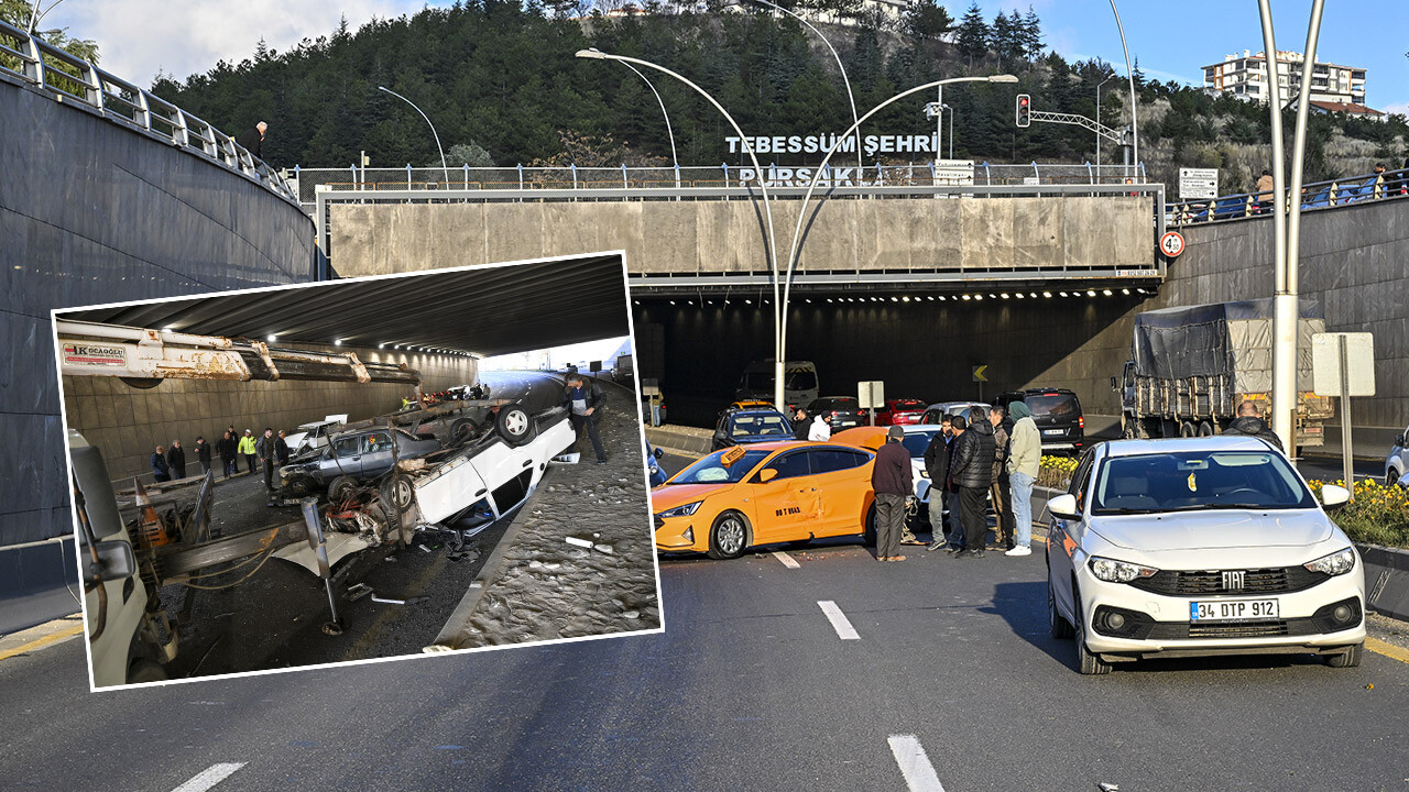 Ankara&#039;da zincirleme kaza: 14 araç birbirine girdi