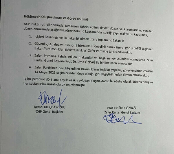 Ümit Özdağ, CHP ile ‘gizli protokolü’ paylaştı: 3 bakanlık vadedilmiş!