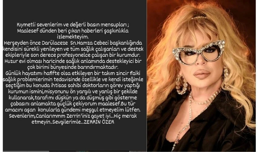 Darülaceze'de tedavi altına alınan Zerrin Özer'den ilk açıklama: Düşkün ya da düşmüş değilim